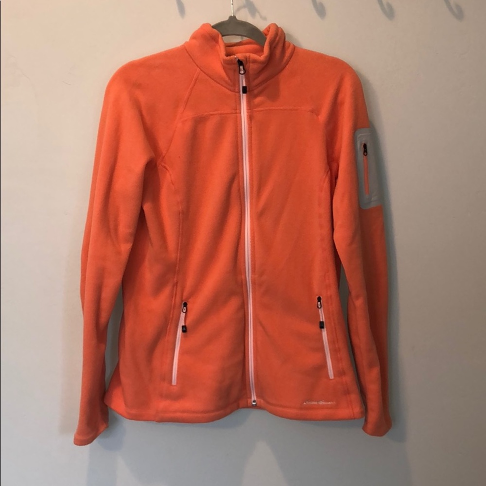 Orange Eddie Bauer Fleece Zip Up Jacket